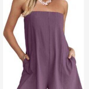 Womens Summer Strapless Romper One Piece Short Jumpsuits Casual Sleeveless Beach